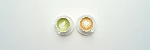 Matcha next to Coffee