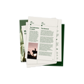 A stack of printed educational pages or booklet inserts fanned out on a dark green background. The top page is white with black text about 12th-century Japan, including headings 'Tea Cultivation in Japan' and 'The Samurai,' plus a small photo of a samurai silhouette at sunset.