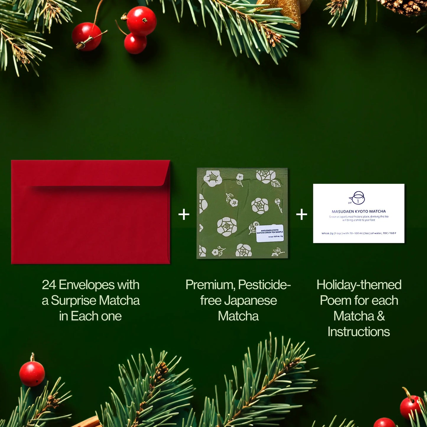 Matcha adventní kalendář 2025 s metličkou, miskou Chawan a lžičkou Chashaku